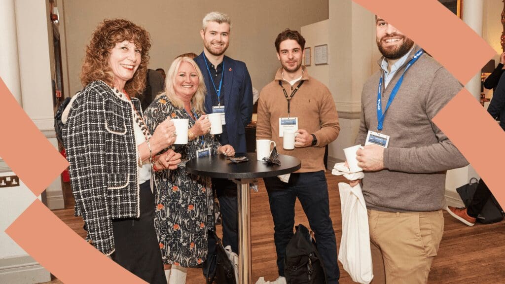 Members of the products of Change community gather for a talk and a coffee