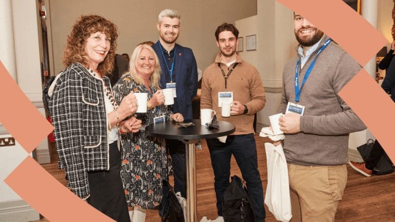 Members of the products of Change community gather for a talk and a coffee