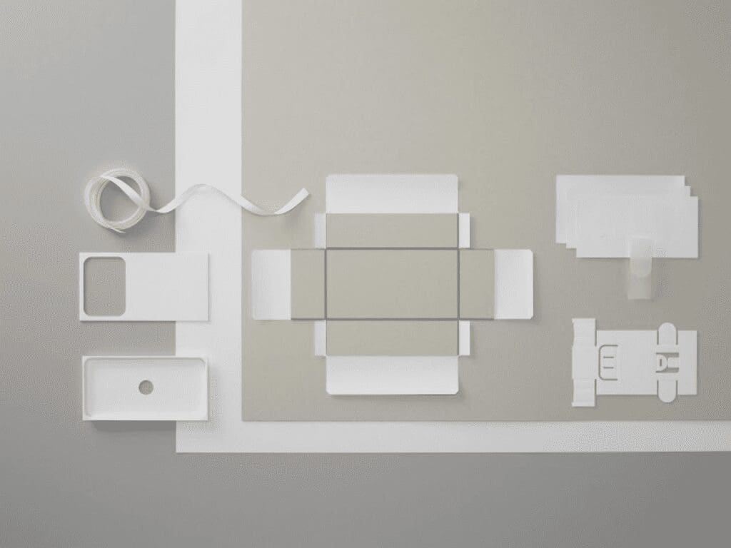 Google Pixel 8 packaging laid out in design components