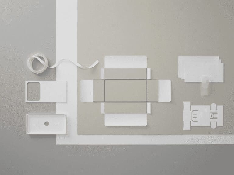 Google Pixel 8 packaging laid out in design components