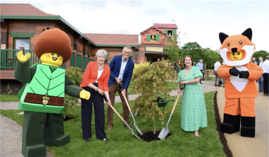 tree planting at the official opening of LEGOLAND Woodland Village in Windsor with Theresa May MP.