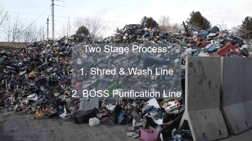 piles of plastic waste at a recycling unit