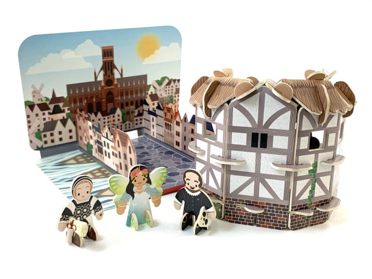 A toy scene of the Globe theatre.