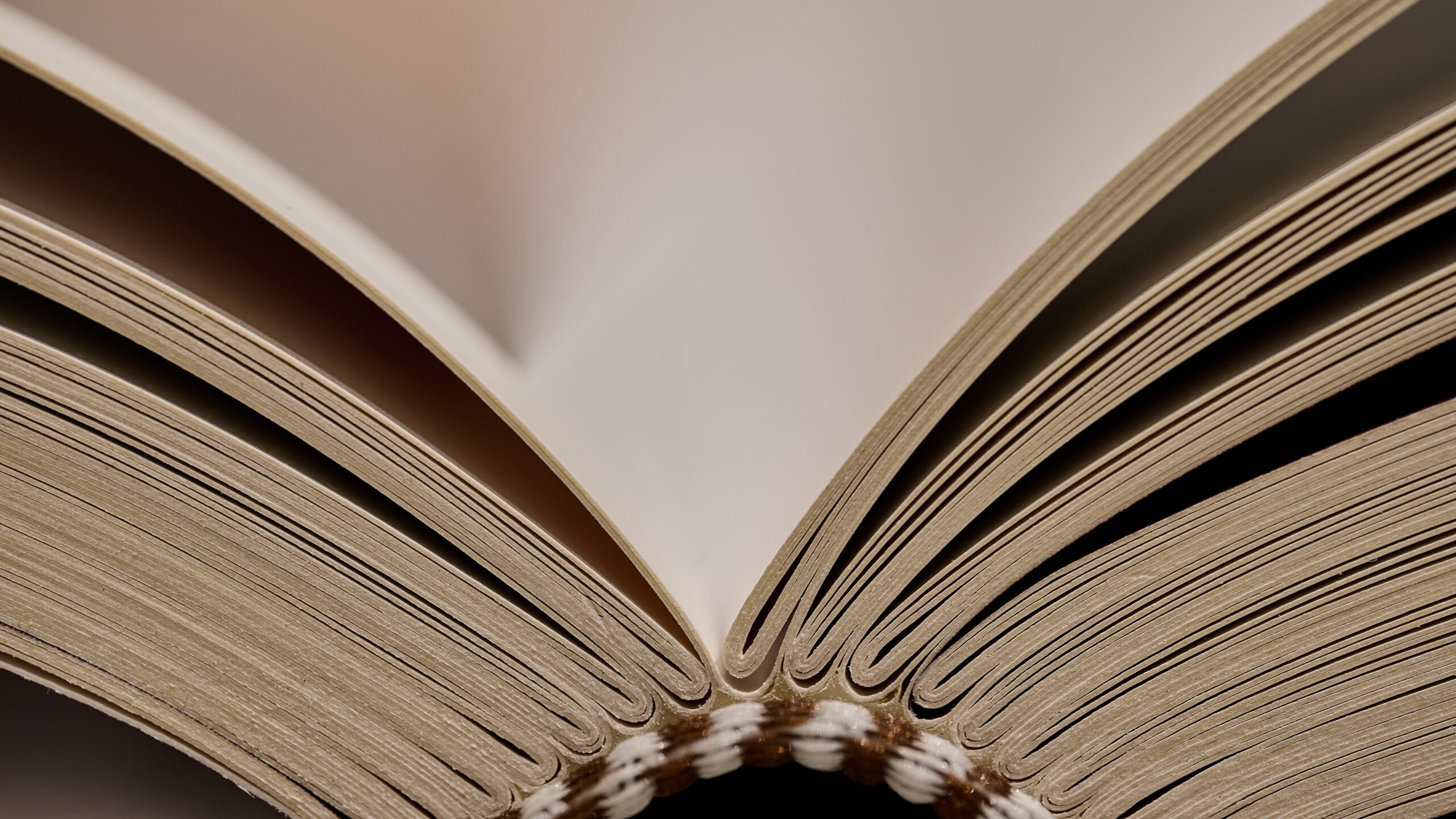 Open spine of a book.
