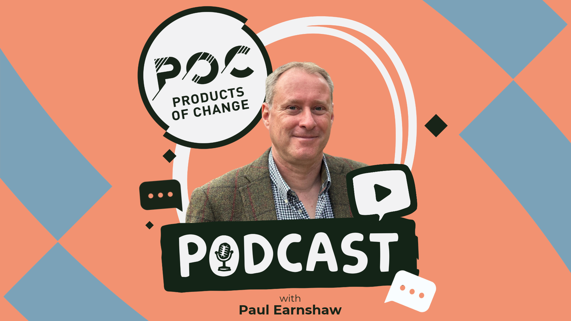 Paul Earnshaw, Tesco, with the POC podcast logo